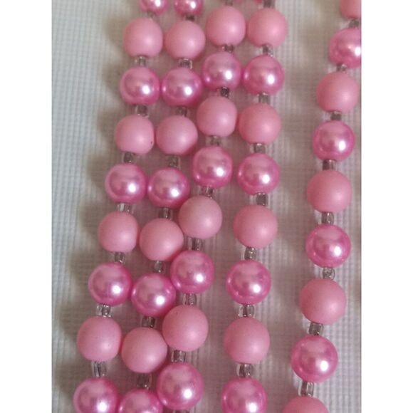 Shades of Pink and Translucent Iridescent Beads Multi Strand Statement Necklace - Picture 3 of 10